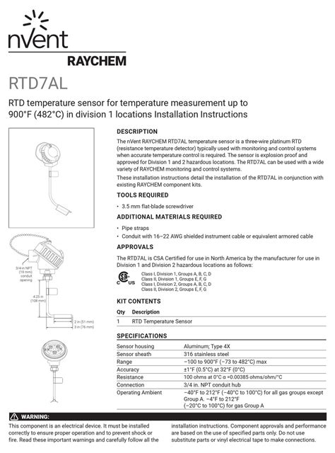 nvent Raychem RTD7AL Installation Instructions - ManualsLib