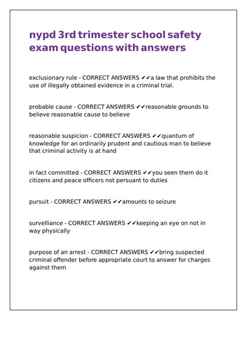 Nypd School Safety Exam Study Guide