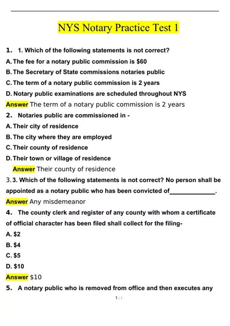 Nys Notary Practice Test
