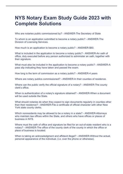 Nys Notary Study Guide