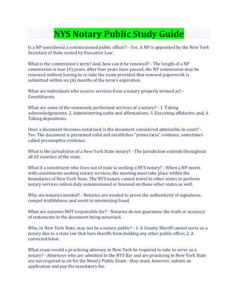 Nys Notary Study Guide 2022 Pdf