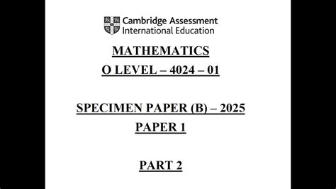 O Level Math Specimen Paper 2014