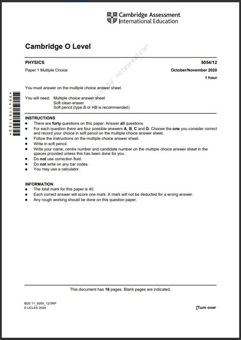O Level Physics Paper October November 2013
