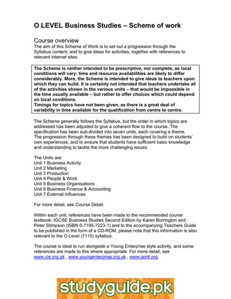O Level Scheme Of Work Papers Xtremepapers