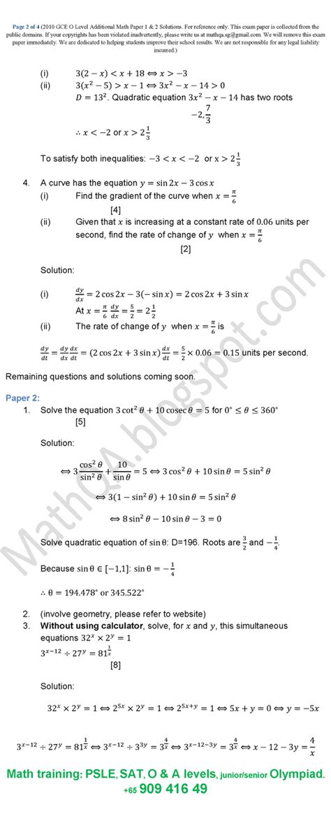 Read O Level Papers For Mathematics 