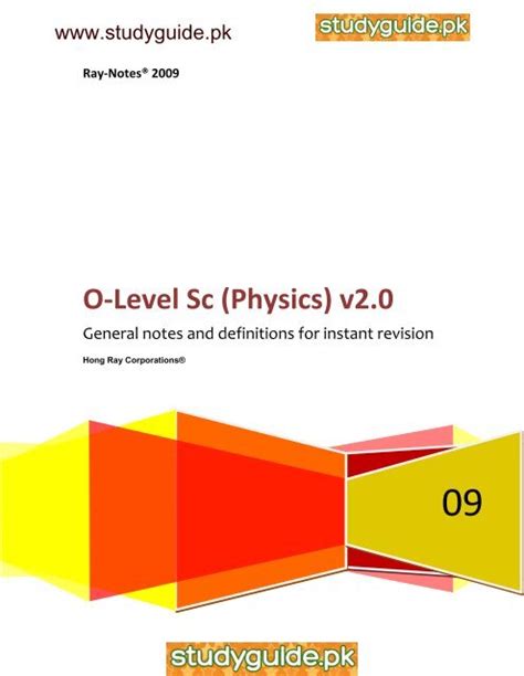 Read Online O Level Sc Physics V2 Studyguide Pk 