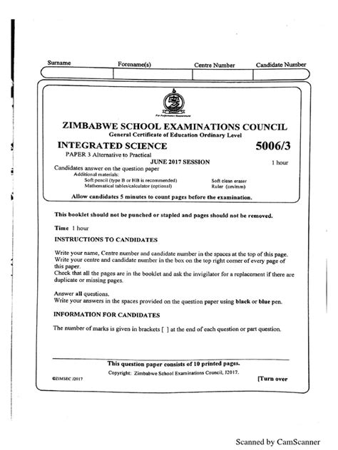 Download O Level Zimsec Intergrated Science Paper 3 