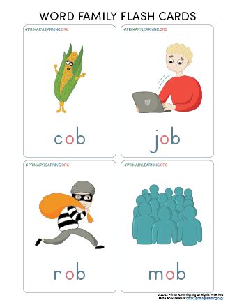 Ob Word Family Words Primarylearning Org Ob Sound Words With Pictures - Ob Sound Words With Pictures