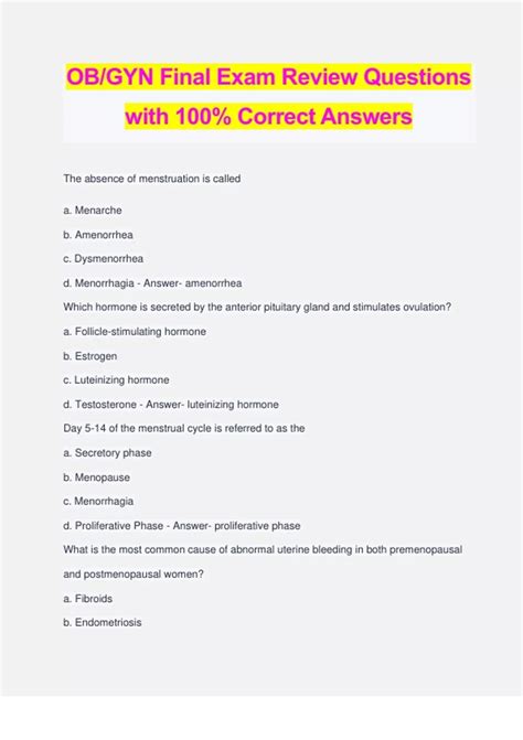 Download Ob Gyn Study Test Answers Dsuh 