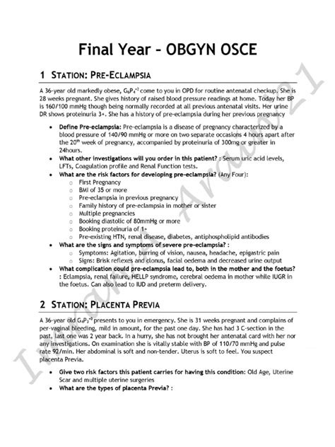 Obgyn Osce Flow