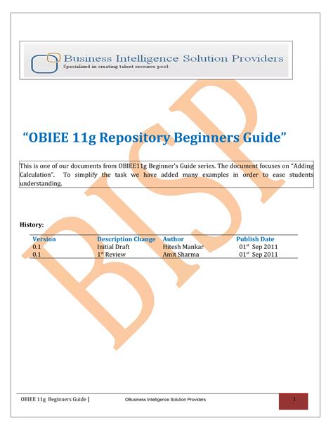 Obiee 11g Course Guide