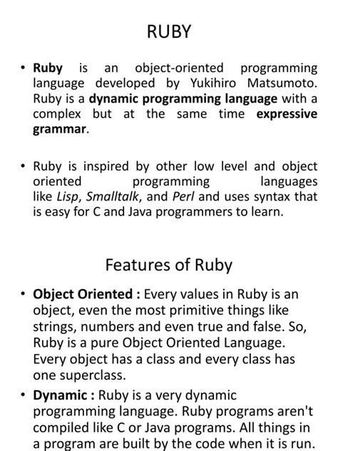 Object Oriented Programming In Ruby