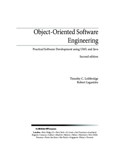Object Oriented Software Engineering: Practical Software Development Using U M L And Java