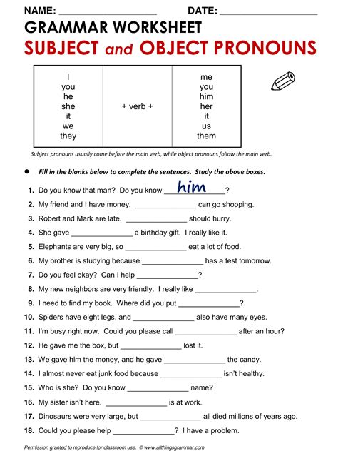 Object Pronouns 2 Pronoun Worksheets Pronouns Worksheet 4th Grade - Pronouns Worksheet 4th Grade