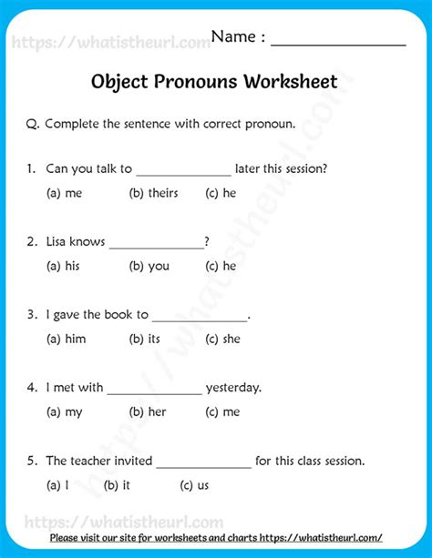 Object Pronouns Worksheet For Grade 4 Your Home Objective Pronoun Worksheet - Objective Pronoun Worksheet