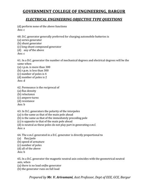 Objective In Electrical Engineering Questions And Answers