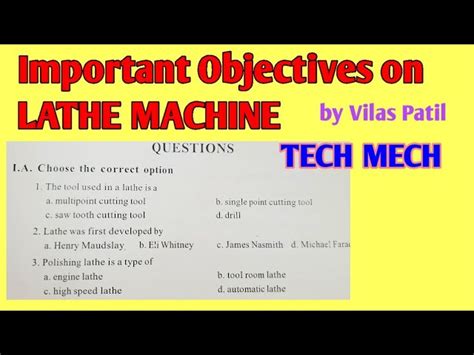 objective questions lathe machine