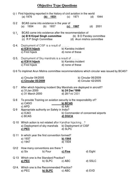 Objective Type Question Answers For Physics