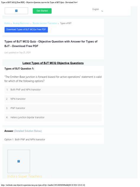 objective type question on bjt with answers