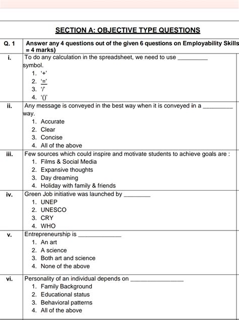 objective type question on ms office