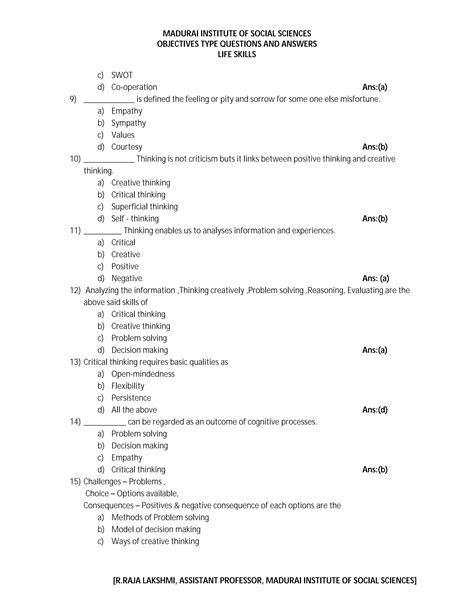 objective type questions for msc zoology