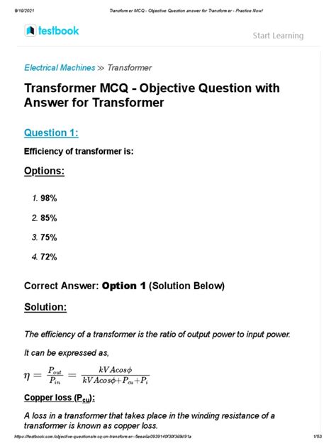 Download Objective Question And Answers Of Transformer 