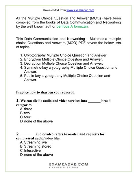 Read Online Objective Questions And Answer For Multimedia Systems 