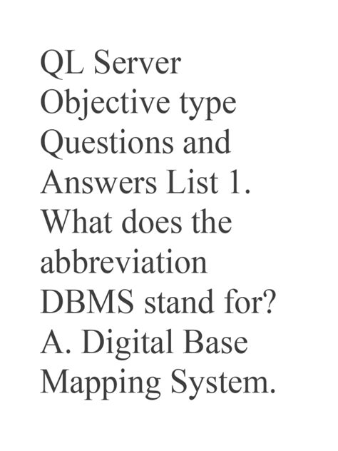 Full Download Objective Type Questions In Dbms With Answers 