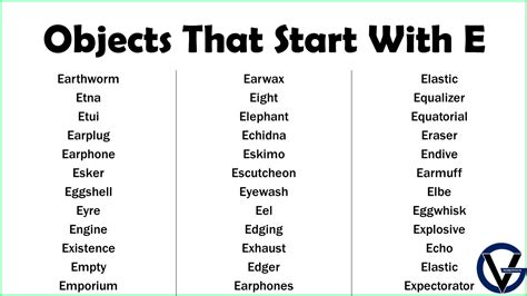 Objects That Start With E Grammarvocab Objects Starting With E - Objects Starting With E