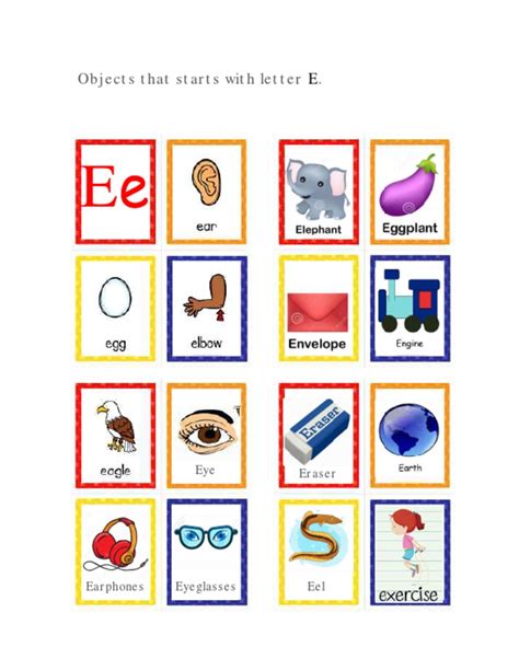 Objects That Start With E Letter Names Objects Starting With E - Objects Starting With E