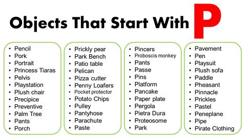 Objects That Start With P   1500 Objects That Start With P Household Items - Objects That Start With P