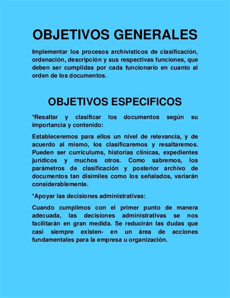 Objetivos Generales Ejemplos