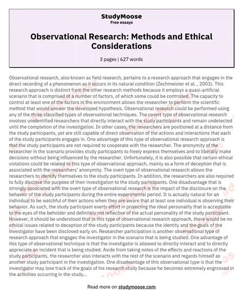 Read Observational Research Paper Examples 
