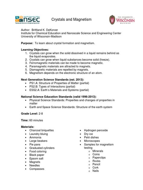 Observing Crystals Foss Lesson Plan Mock Rock