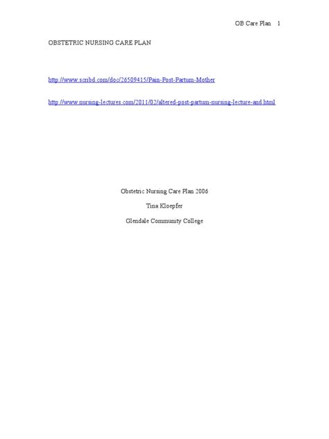 obstetric nursing care plan