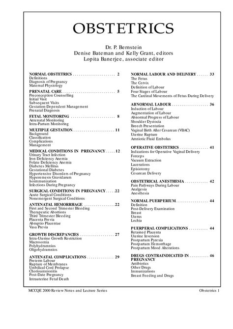 Obstetrics Mccqe Review Notes