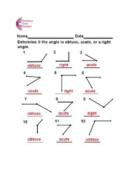 obtuse common core sheets