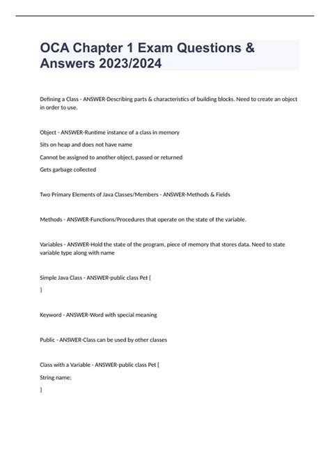 Oca Exam Questions