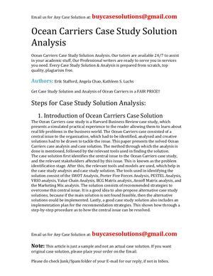 Ocean Carriers Case Study Solution Excel