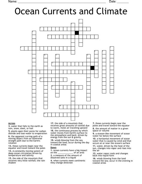 Ocean Currents And Climate Crossword Wordmint Currents And Climate Worksheet Answers - Currents And Climate Worksheet Answers