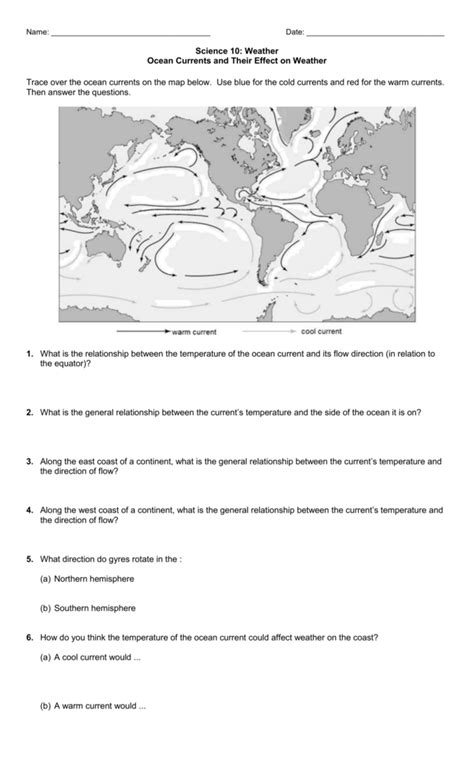 Ocean Currents And Climate Worksheet Studylib Net Currents And Climate Worksheet Answers - Currents And Climate Worksheet Answers