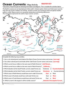 Ocean Currents Introduction And Map Activity Distance Learning Ocean Currents Coloring Worksheet - Ocean Currents Coloring Worksheet