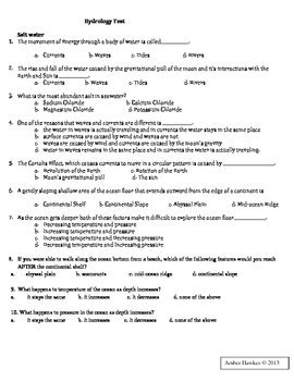 Oceanography And Hydrology Questions For Tests And Worksheets Ocean Water Chemistry Worksheet Answers - Ocean Water Chemistry Worksheet Answers