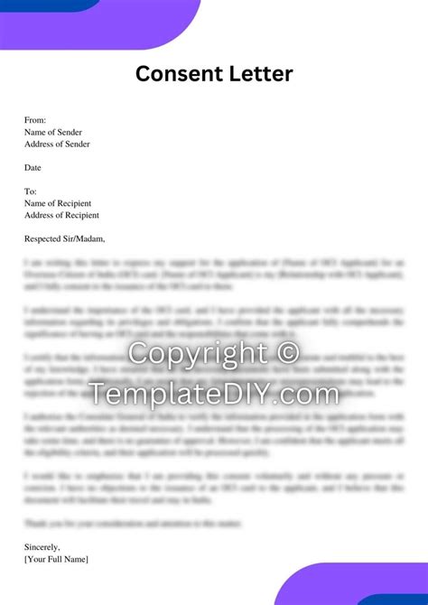 Oci Consent Letter