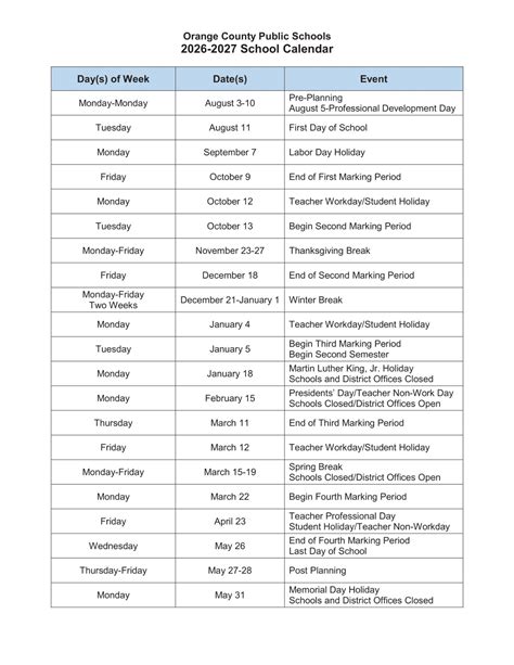 Ocps Net Calendar