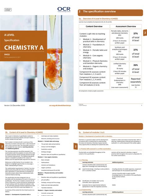 Ocr A Level Chemistry Specification