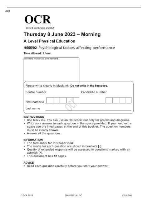 Ocr A Level Pe Past Papers