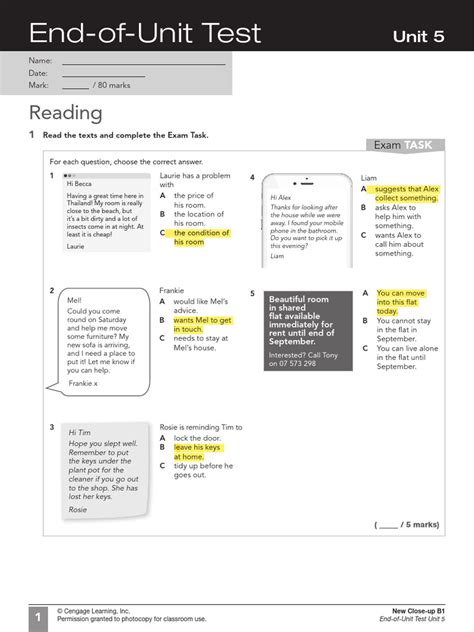 Ocr B1 End Of Unit Test