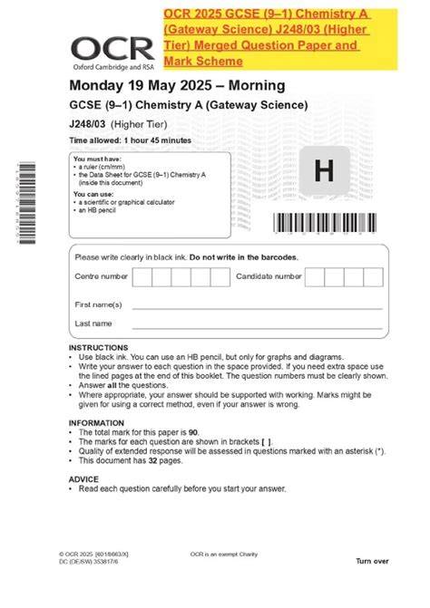 ocr gateway chemistry paper 13th june 2013