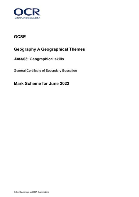 ocr geography june 2013 mark scheme